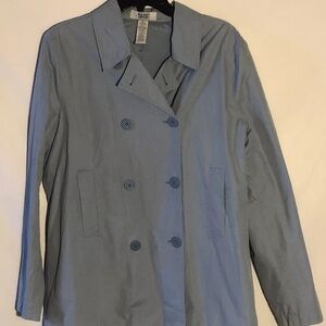 Old Navy Womens L Sky Blue Double Breasted Pea Coat Lined Spring Jacket Pockets